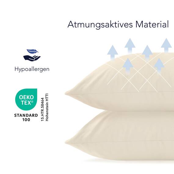 Dreamzie Kissenbezug 40x70 (Set mit 2) - 100% Jersey Baumwolle 150 g/qm Kissenbezüge -Beige - Für Kissen 40x70 cm - Kissenhülle - Kissenbezug - Resistent und Hypoallergen