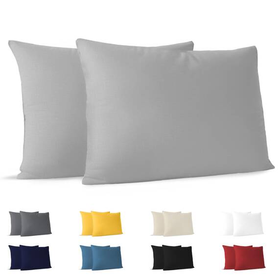 Dreamzie Kissenbezug 30x50 (Set mit 2) - 100% Jersey Baumwolle 150 g/qm Kissenbezüge -Grau - Für Kissenbezug 50x30 cm - Kissenhülle - Resistent und Hypoallergen
