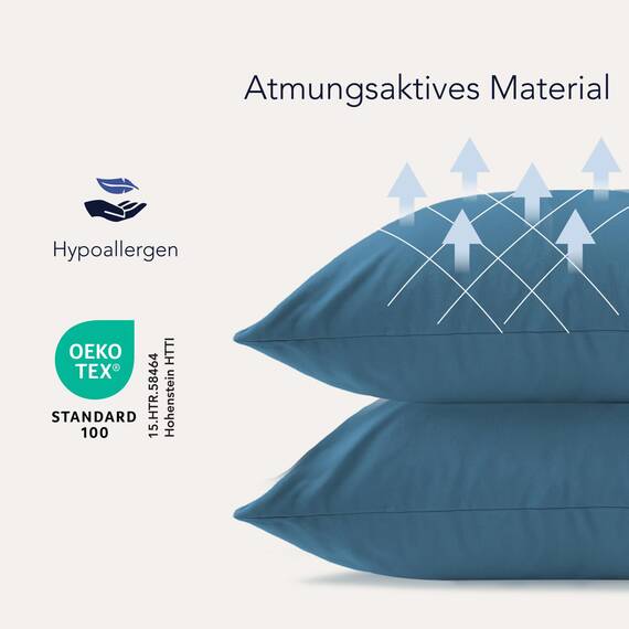 Dreamzie Kissenbezug 40x40 (Set mit 2) - 100% Jersey Baumwolle 150 g/qm Kissenbezüge -Blau - Für Kissen 40 x 40 cm - Kissenhülle - Kissenbezug - Resistent und Hypoallergen