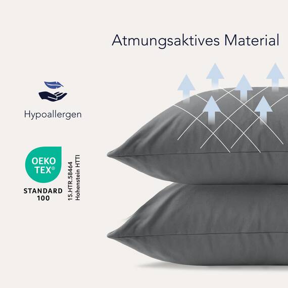 Dreamzie Kissenbezug 40x60 (Set mit 2) - 100% Jersey Baumwolle 150 g/qm Kissenbezüge -Anthrazit - Für Kissen 40 x 60 cm - Kissenhülle - Kissenbezug - Resistent und Hypoallergen