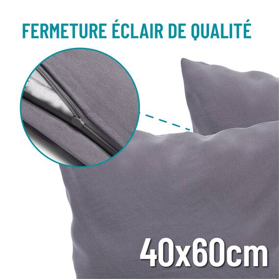 Dreamzie Kissenbezug 40x60 (Set mit 2) - 100% Jersey Baumwolle 150 g/qm Kissenbezüge -Anthrazit - Für Kissen 40 x 60 cm - Kissenhülle - Kissenbezug - Resistent und Hypoallergen (Packung mit 2)