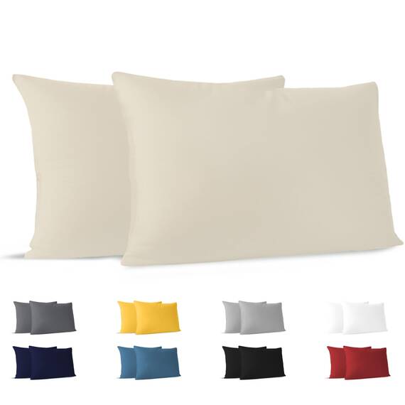 Dreamzie Kissenbezug 50x80 (Set mit 2) - 100% Jersey Baumwolle 150 g/qm Kissenbezüge -Beige - Für Kopfkissenbezug 50x80 - Kissenhülle - Kissenbezug - Resistent und Hypoallergen