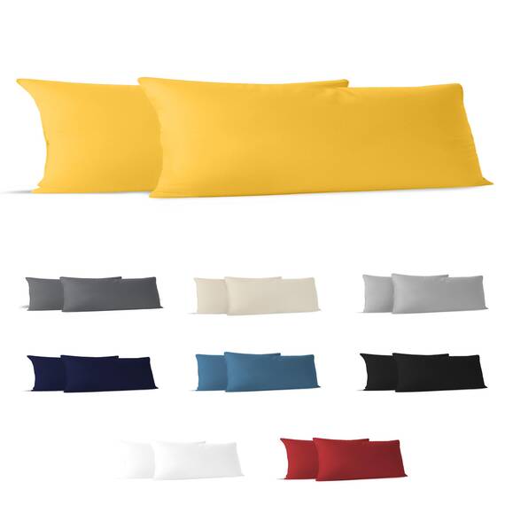 Dreamzie Kopfkissenbezug, 40 x 145 cm (2 Stück), 100% Baumwolle, Jersey, 150 g/m², gelb, Kissenbezug 40 x 145 cm, Baumwolle, strapazierfähig, hypoallergen, für Kopfkissen
