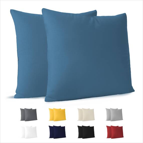 Dreamzie Kissenbezug 60 x 60 cm (Set mit 2) - 100% Jersey Baumwolle 150 g/qm Kissenbezüge -Blau - Für Kissen 60 x 60 cm - Kissenhülle - Kissenbezug - Resistent und Hypoallergen