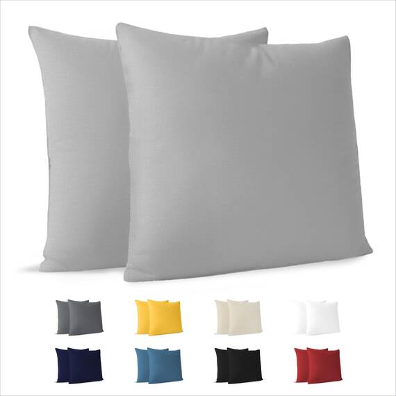 Kissenbezug 65 x 65 cm (Set mit 2) - 100% Jersey Baumwolle 150 g/qm Kissenbezüge -Grau - Für Kissen 65 x 65 cm - Kissenhülle - Kissenbezug - Resistent und Hypoallergen - Dreamzie