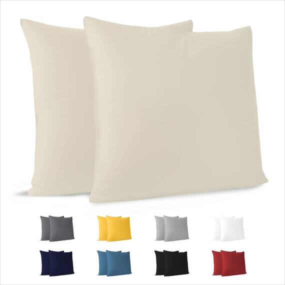 Dreamzie Kissenbezug 80x80 (Set mit 2) - 100% Jersey Baumwolle 150 g/qm Kissenbezüge -Beige - Für Kissen 80 x 80 cm - Kissenhülle - Kissenbezug - Resistent und Hypoallergen