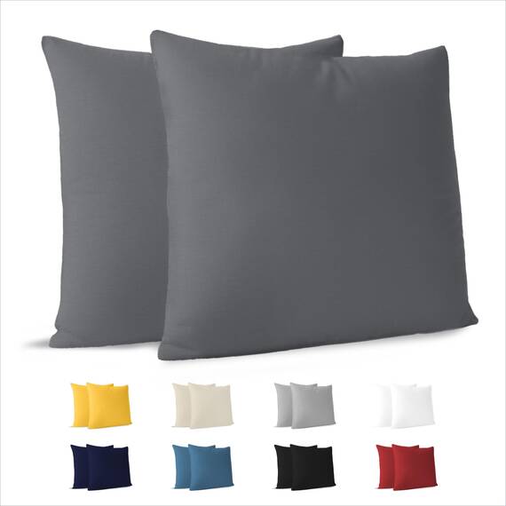 Dreamzie Kissenbezug 65 x 65 cm (Set mit 2) - 100% Jersey Baumwolle 150 g/qm Kissenbezüge -Anthrazit - Für Kissen 65 x 65 cm - Kissenhülle - Kissenbezug - Resistent und Hypoallergen