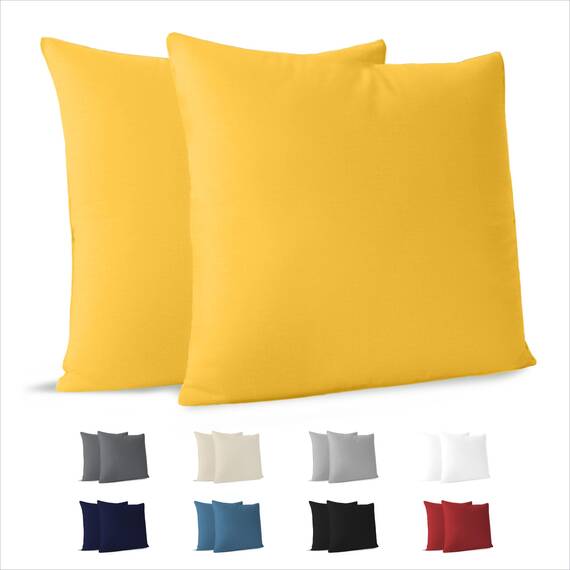 Dreamzie Kissenbezug 65 x 65 (Set mit 2) - 100% Jersey Baumwolle 150 g/qm Kissenbezüge -Gelb - Für Kissenbezüge 65 x 65 - Kissenhülle - Resistent und Hypoallergen
