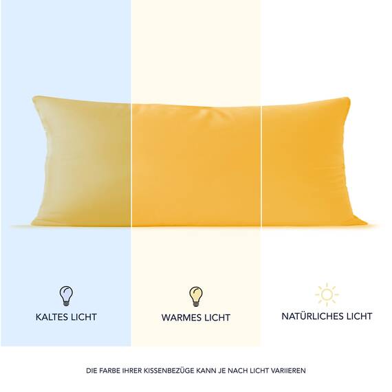 Dreamzie Kopfkissenbezug, 40 x 145 cm (2 Stück), 100% Baumwolle, Jersey, 150 g/m², gelb, Kissenbezug 40 x 145 cm, Baumwolle, strapazierfähig, hypoallergen, für Kopfkissen