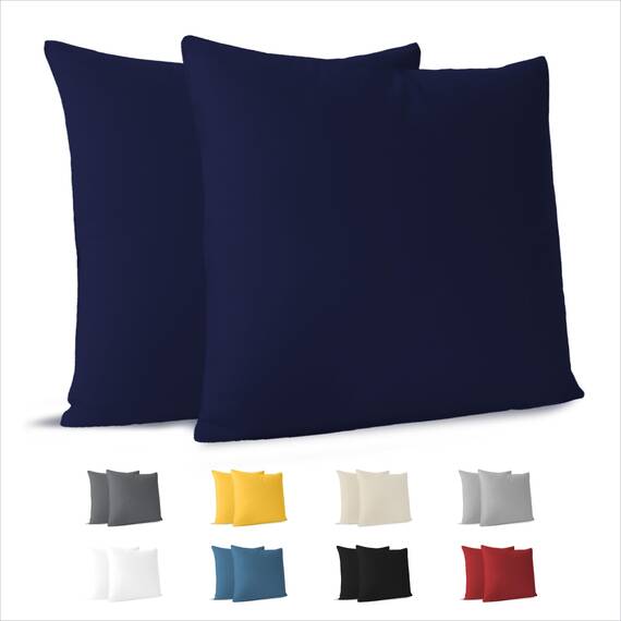 Dreamzie Kissenbezug 60 x 60 cm (2er Pack)- 100% Jersey Baumwolle 150 g/qm Kissenbezüge -Dunkelblau - Für Kissen 60 x 60 cm - Kissenhülle - Kissenbezug - Resistent und Hypoallergen