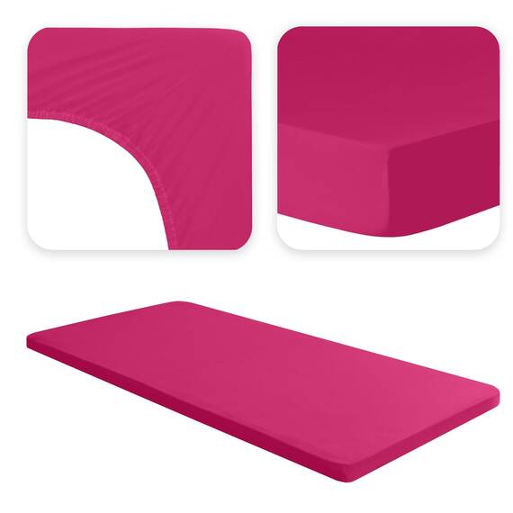 Jacobson Jersey Spannbettlaken Spannbetttuch Baumwolle Bettlaken (Topper 140-160x200 cm, Pink)