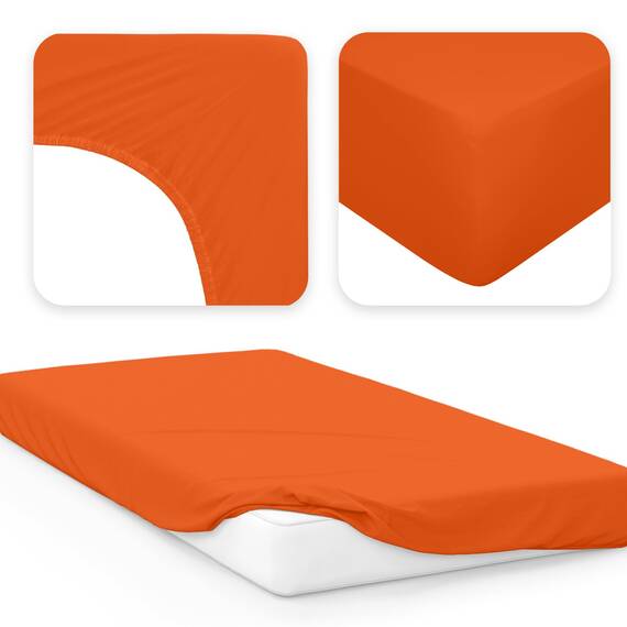 Jacobson Jersey Spannbettlaken Spannbetttuch Baumwolle Bettlaken (90x200-100x200 cm, Orange)