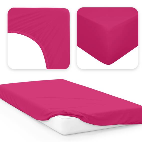 Jacobson Jersey Spannbettlaken Spannbetttuch Baumwolle Bettlaken (90x200-100x200 cm, Pink)