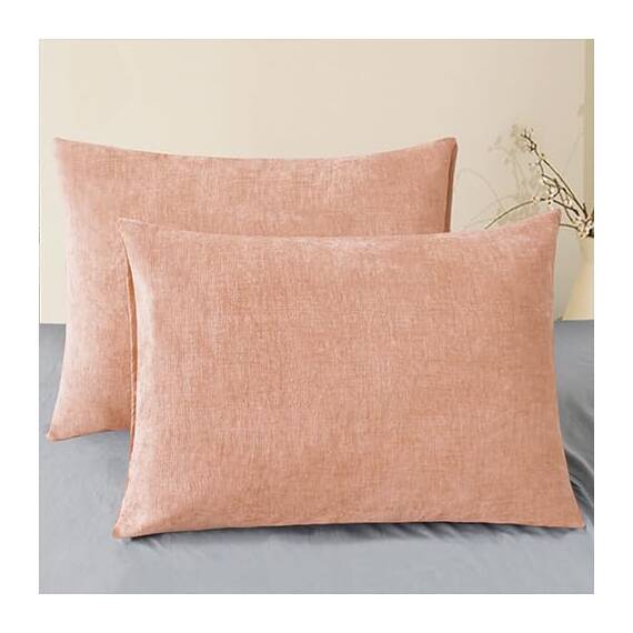CaliTime Gemütliche Standard-Kissenbezüge für Bett, Bettwäsche, Dekoration, einfarbig, weiches Chenille, 50 x 66 cm, Altrosa, 2 Stück