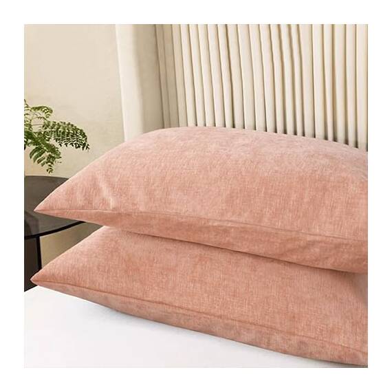 CaliTime Gemütliche Standard-Kissenbezüge für Bett, Bettwäsche, Dekoration, einfarbig, weiches Chenille, 50 x 66 cm, Altrosa, 2 Stück