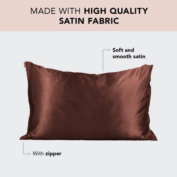 Kitsch Kissenbezug aus 100% Satin, weicher als Seide, vegane Seide (Schokobraun, Standard/Queen-Size)