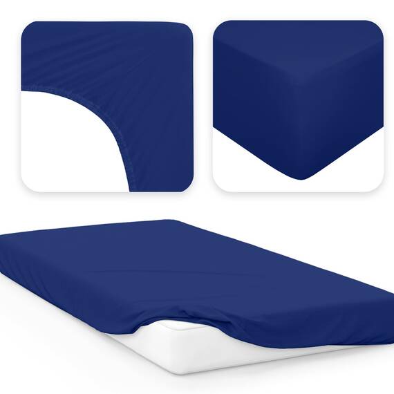 Jacobson Jersey Spannbettlaken Spannbetttuch Baumwolle Bettlaken (140x200-160x220 cm, Royal Blau)
