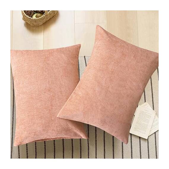 CaliTime Gemütliche Standard-Kissenbezüge für Bett, Bettwäsche, Dekoration, einfarbig, weiches Chenille, 50 x 66 cm, Altrosa, 2 Stück