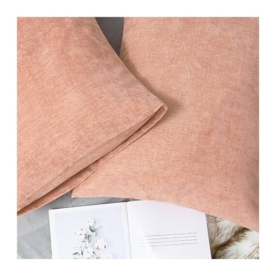 CaliTime Gemütliche Standard-Kissenbezüge für Bett, Bettwäsche, Dekoration, einfarbig, weiches Chenille, 50 x 66 cm, Altrosa, 2 Stück