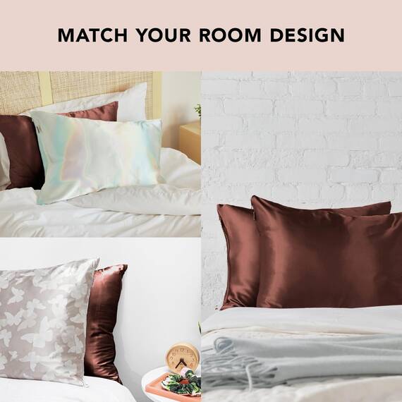 Kitsch Kissenbezug aus 100% Satin, weicher als Seide, vegane Seide (Schokobraun, Standard/Queen-Size)