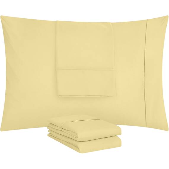 Utopia Bedding King-Kissenbezüge – 4er-Pack – Hotelverschluss – weicher, gebürsteter Mikrofaserstoff – schrumpf- und farbecht, Kissenbezüge, Kingsize, 20 X 40 Inches (gelb)