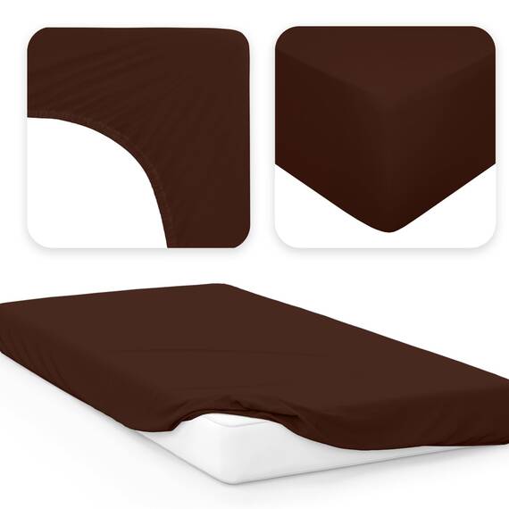 Jacobson Jersey Spannbettlaken Spannbetttuch Baumwolle Bettlaken (180x200-200x220 cm, Schokobraun)