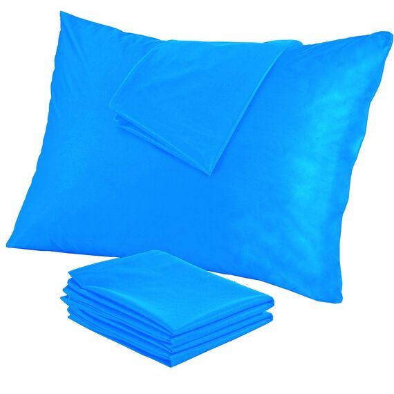 4 Stück wasserdichte blaue Kissenbezüge, Standard, 50,8 x 66 cm, glatter Reißverschluss, Premium-Bezüge, leises Bezug-Set