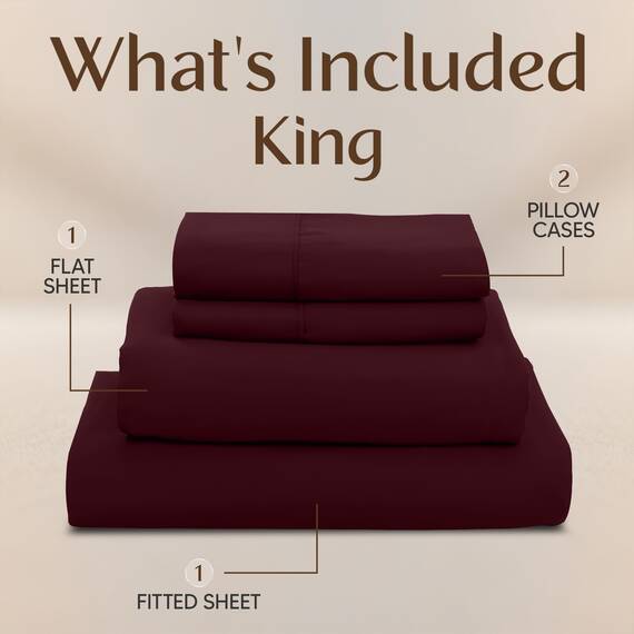 Utopia Bedding Bettwäsche-Set für King-Size-Bett, 4-teilig, gebürstete Mikrofaser, schrumpft und lichtbeständig, pflegeleicht (King-Size, Burgunderrot)
