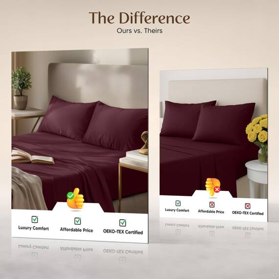 Utopia Bedding Bettwäsche-Set für King-Size-Bett, 4-teilig, gebürstete Mikrofaser, schrumpft und lichtbeständig, pflegeleicht (King-Size, Burgunderrot)