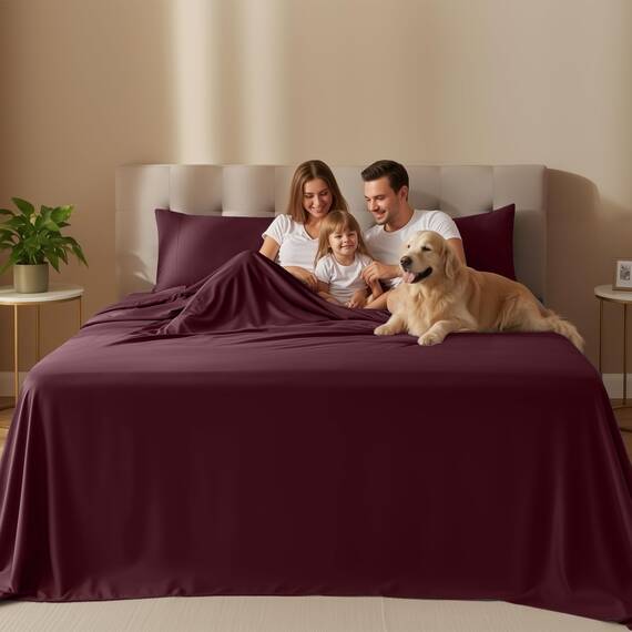Utopia Bedding Bettwäsche-Set für King-Size-Bett, 4-teilig, gebürstete Mikrofaser, schrumpft und lichtbeständig, pflegeleicht (King-Size, Burgunderrot)