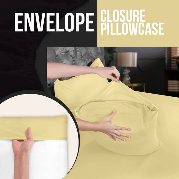 Utopia Bedding King-Kissenbezüge – 4er-Pack – Hotelverschluss – weicher, gebürsteter Mikrofaserstoff – schrumpf- und farbecht, Kissenbezüge, Kingsize, 20 X 40 Inches (gelb)