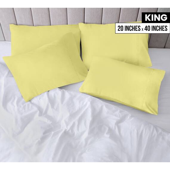 Utopia Bedding King-Kissenbezüge – 4er-Pack – Hotelverschluss – weicher, gebürsteter Mikrofaserstoff – schrumpf- und farbecht, Kissenbezüge, Kingsize, 20 X 40 Inches (gelb)