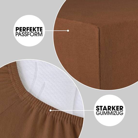 CelinaTex Jersey Spannbettlaken Lucina für Kids Doppelpack 60x120-70x140cm Schoko braun 100% Baumwolle gekämmt superweich Spannbettbezug, Leintuch, Bettlaken, elastisch, Strech, Oeko-Tex