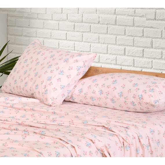 RUVANTI Bettlaken-Set aus 100% Baumwolle, atmungsaktive Perkal-Webart, 35,6 cm Tiefe Taschen, Hotelstandard, angenehm kühl, langlebig, Blumendesign, California-King-Size, 4-teilig, Frühling