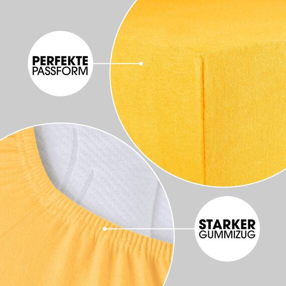 CelinaTex Jersey Spannbettlaken Lucina für Kids Doppelpack 60x120-70x140cm mais gelb 100% Baumwolle gekämmt superweich Spannbettbezug, Leintuch, Bettlaken, elastisch, Strech, Oeko-Tex