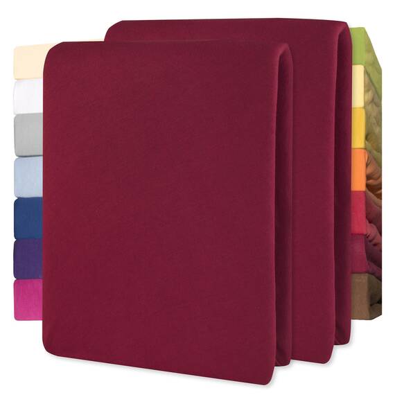 CelinaTex Jersey Spannbettlaken Lucina für Kids Doppelpack 60x120-70x140cm Bordeaux rot 100% Baumwolle gekämmt superweich Spannbettbezug, Leintuch, Bettlaken, elastisch, Strech, Oeko-Tex