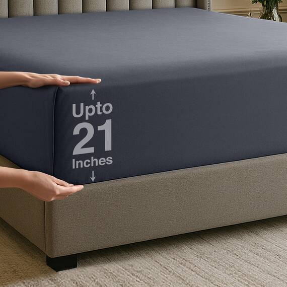 Utopia Bedding Spannbettlaken,53 cm extra Tiefe Taschen, weiche Mikrofaser, läuft Nicht EIN, farbecht, pflegeleicht, nur 1 Spannbettlaken, Grau, für Doppelbetten