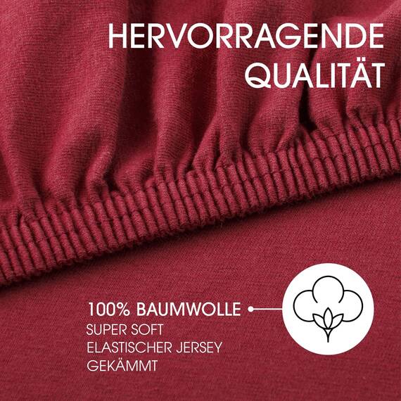 CelinaTex Jersey Spannbettlaken Lucina für Kids Doppelpack 60x120-70x140cm Bordeaux rot 100% Baumwolle gekämmt superweich Spannbettbezug, Leintuch, Bettlaken, elastisch, Strech, Oeko-Tex