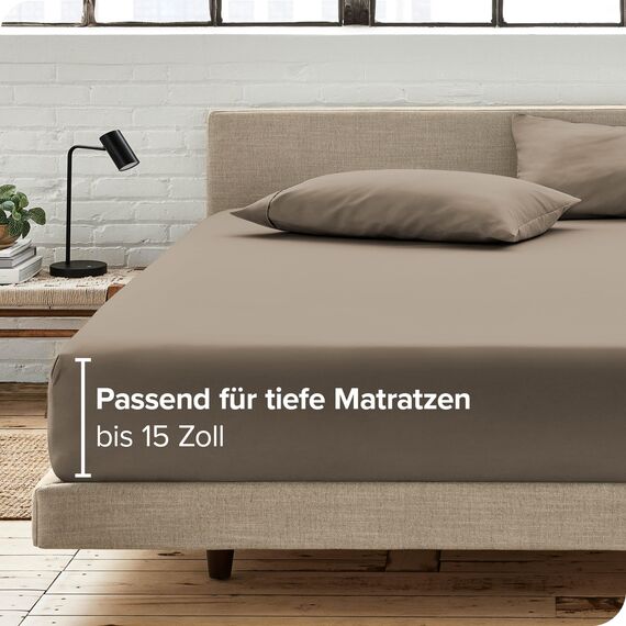 Bare Home - Spannbettlaken 90 x 200 cm - Doppelt gebürstete Polyester-Mikrofaser - 30 cm Tiefe Tasche - Oeko-TEX Standard 100, 90 x 200, Taupe
