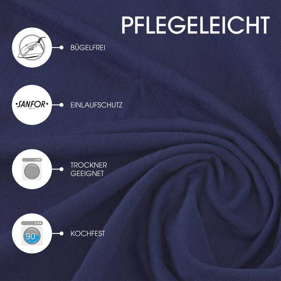 CelinaTex Jersey Topper Spannbettlaken Lucina Doppelpack 90x200-100x200cm dunkel blau 100% Baumwolle gekämmt bis 12cm Matratzenhöhe Spannbettbezug, Leintuch, Bettlaken, elastisch, Strech, Oeko-Tex