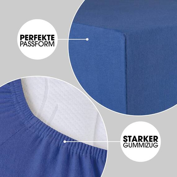 CelinaTex Jersey Spannbettlaken Lucina 90x200-100x200cm royal blau 100% Baumwolle gekämmt bis 26cm Matratzenhöhe Spannbettbezug, Leintuch, Bettlaken, elastisch, Strech, Oeko-Tex