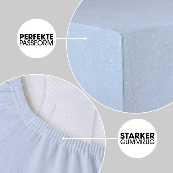 CelinaTex Jersey Topper Spannbettlaken Lucina Doppelpack 90x200-100x200cm Aqua blau 100% Baumwolle gekämmt bis 12cm Matratzenhöhe Spannbettbezug, Leintuch, Bettlaken, elastisch, Strech, Oeko-Tex