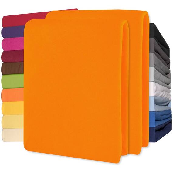 CelinaTex Jersey Topper Spannbettlaken Lucina 90x200-100x200cm orange 100% Baumwolle gekämmt bis 12cm Matratzenhöhe Spannbettbezug, Leintuch, Bettlaken, elastisch, Strech, Oeko-Tex