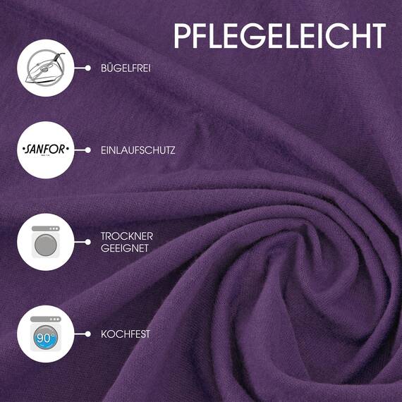 CelinaTex Jersey Topper Spannbettlaken Lucina 90x200-100x200cm lila 100% Baumwolle gekämmt bis 12cm Matratzenhöhe Spannbettbezug, Leintuch, Bettlaken, elastisch, Strech, Oeko-Tex