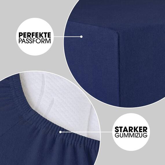 CelinaTex Jersey Spannbettlaken Lucina 90x200-100x200cm dunkel blau 100% Baumwolle gekämmt bis 26cm Matratzenhöhe Spannbettbezug, Leintuch, Bettlaken, elastisch, Strech, Oeko-Tex