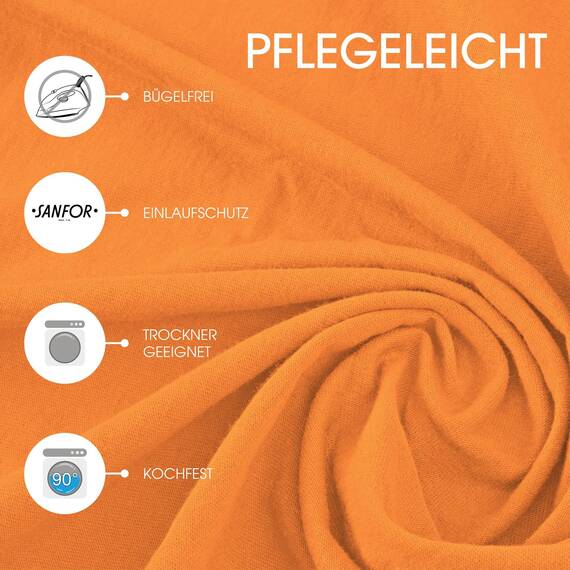 CelinaTex Jersey Spannbettlaken Lucina für Kids Dreierpack 60x120-70x140cm orange 100% Baumwolle gekämmt superweich Spannbettbezug, Leintuch, Bettlaken, elastisch, Strech, Oeko-Tex