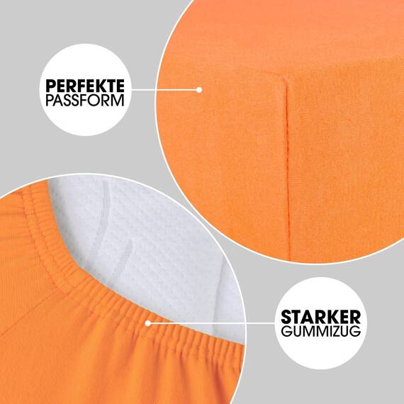 CelinaTex Jersey Spannbettlaken Lucina für Kids Doppelpack 60x120-70x140cm orange 100% Baumwolle gekämmt superweich Spannbettbezug, Leintuch, Bettlaken, elastisch, Strech, Oeko-Tex