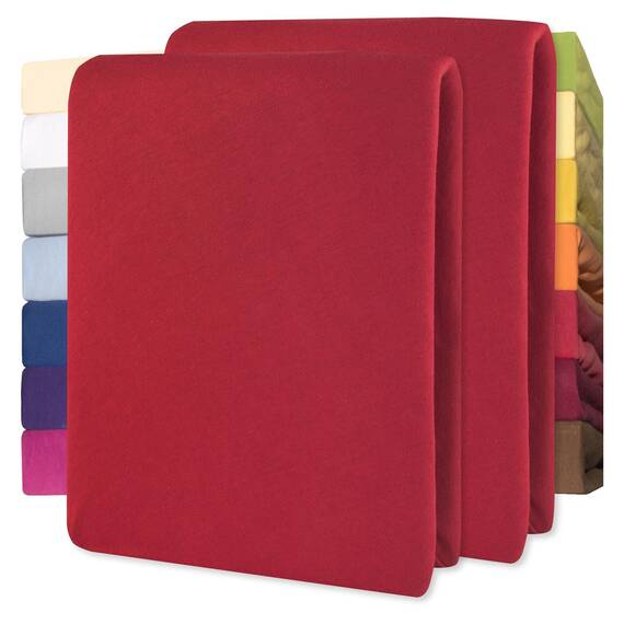 CelinaTex Jersey Spannbettlaken Lucina für Kids Doppelpack 60x120-70x140cm Rubin rot 100% Baumwolle gekämmt superweich Spannbettbezug, Leintuch, Bettlaken, elastisch, Strech, Oeko-Tex