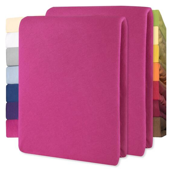 CelinaTex Jersey Spannbettlaken Lucina für Kids Doppelpack 60x120-70x140cm pink 100% Baumwolle gekämmt superweich Spannbettbezug, Leintuch, Bettlaken, elastisch, Strech, Oeko-Tex