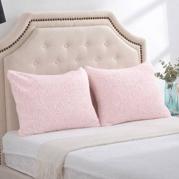 Reafort Ultraweiche Sherpa-Kissenbezüge, Standardgröße, 50,8 x 66 cm, 2 Stück, mit Reißverschluss, Rosa, 50,8 x 66 cm Standard-Kissenbezug
